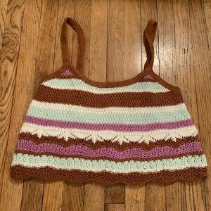 No Comment Cropped Tank Top Crochet Style Size Medium
